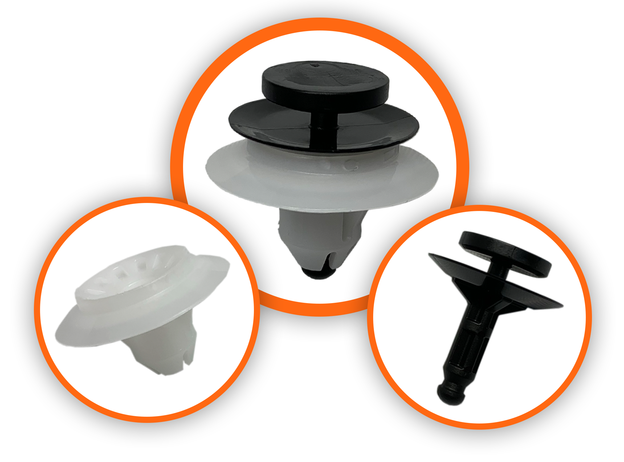 slef guided automotive fastener for blind install for OEM assembly